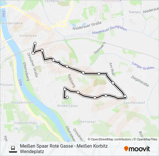 Автобус B (MEIßEN): карта маршрута