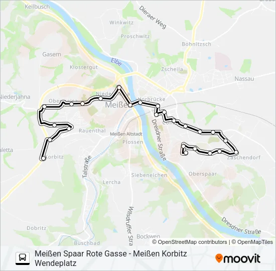 Автобус B (MEIßEN): карта маршрута