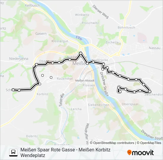 Автобус B (MEIßEN): карта маршрута