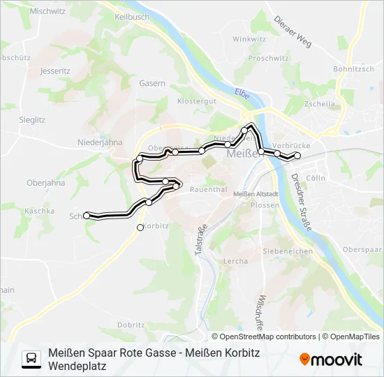 Автобус B (MEIßEN): карта маршрута