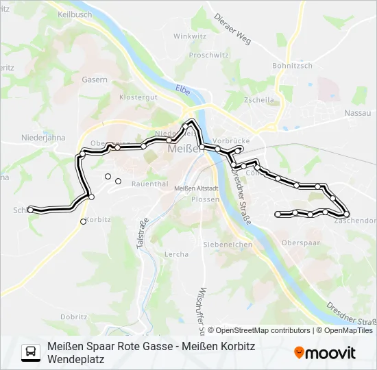 Автобус B (MEIßEN): карта маршрута