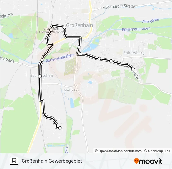 Автобус A (GROßENHAIN): карта маршрута