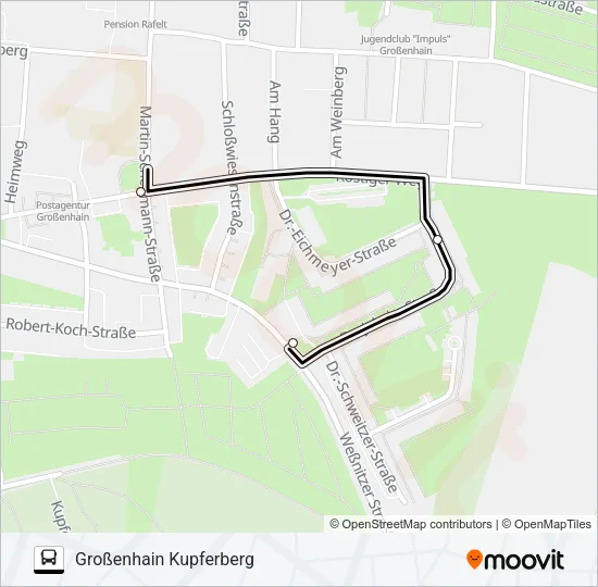 Автобус A (GROßENHAIN): карта маршрута