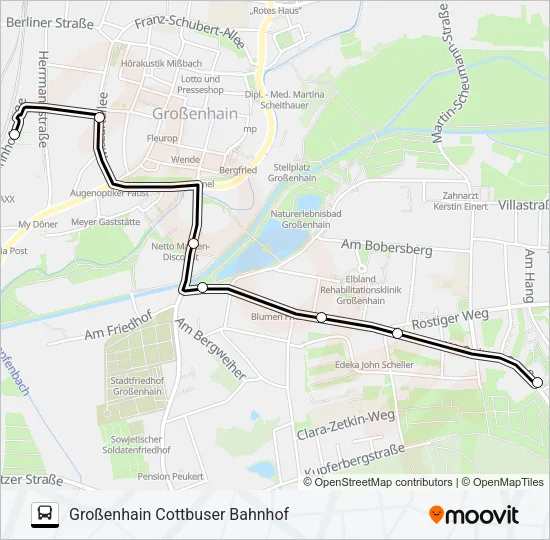 Автобус A (GROßENHAIN): карта маршрута