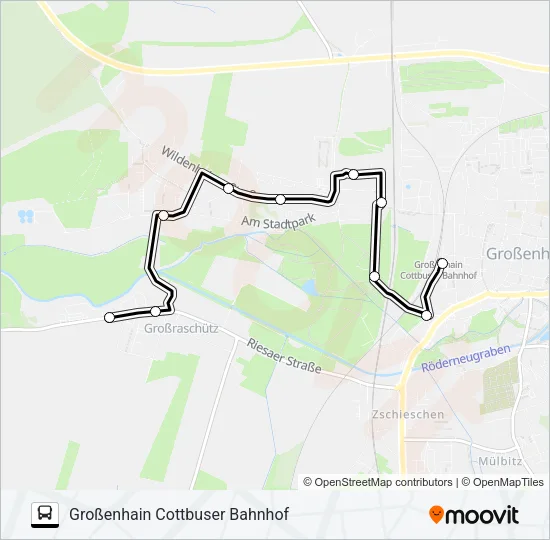 Автобус A (GROßENHAIN): карта маршрута