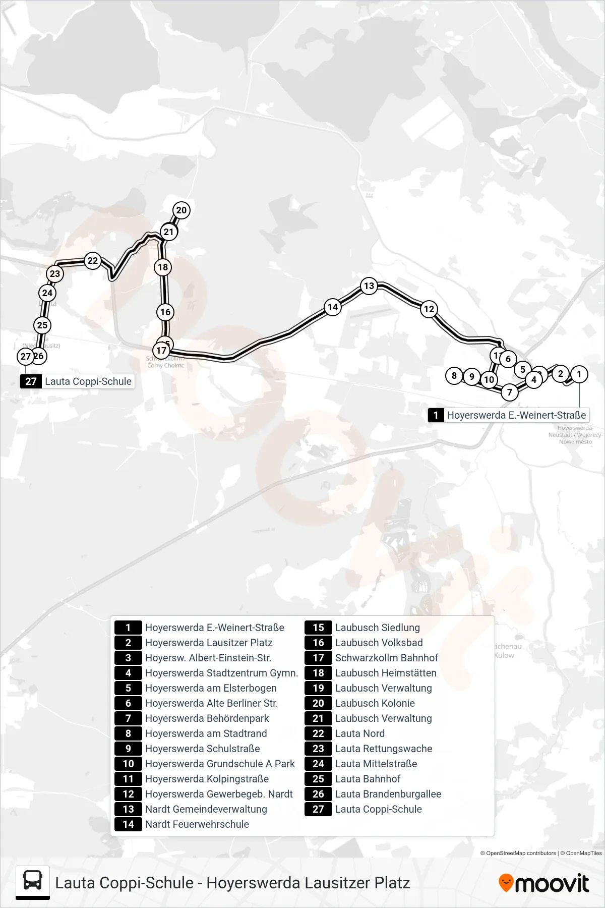 784 bus Line (Lauta Coppi-Schule) route and stops on a map
