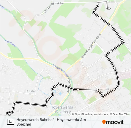 Автобус 1 (HOYERSWERDA): карта маршрута