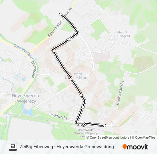 Автобус 4 (HOYERSWERDA): карта маршрута