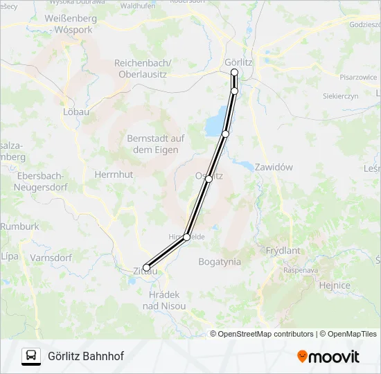 Автобус EV65: карта маршрута