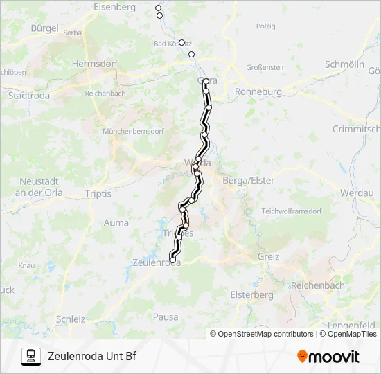 Поезд RB13: карта маршрута