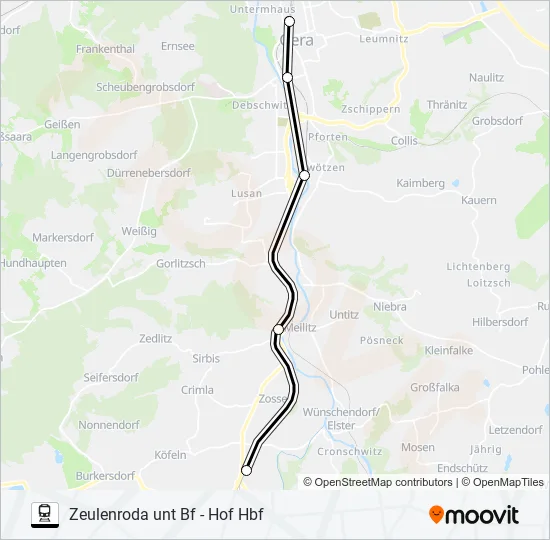 Поезд RB13: карта маршрута