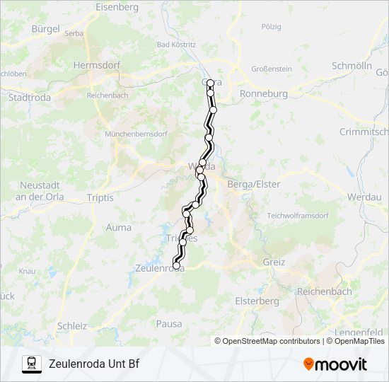 Поезд RB13: карта маршрута