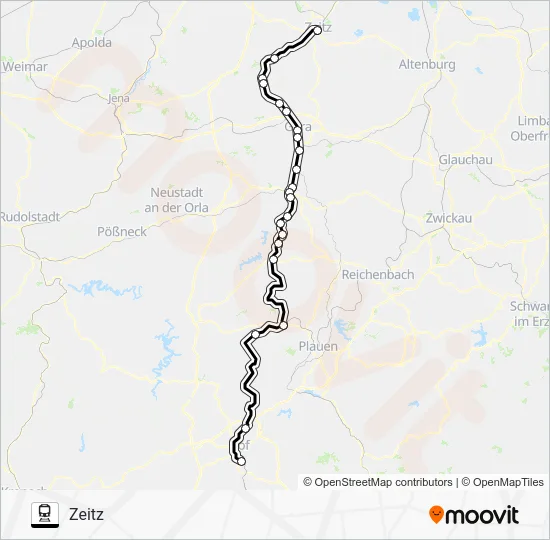 Поезд RB13: карта маршрута