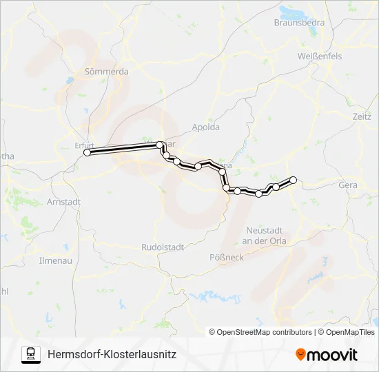 Поезд RB21: карта маршрута