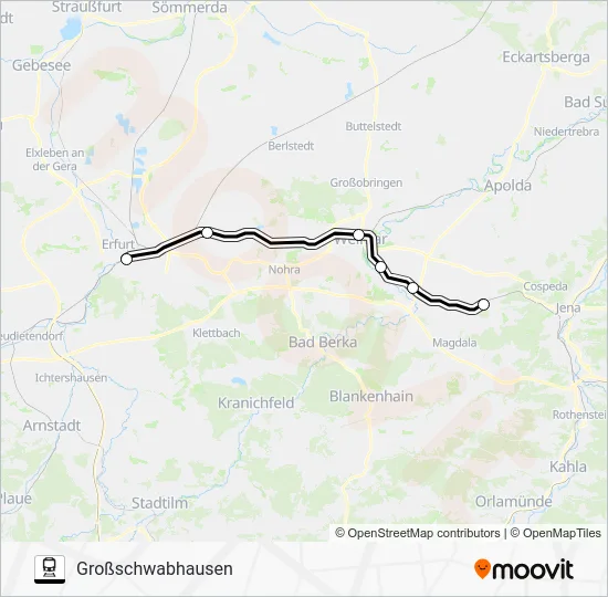 Поезд RB21: карта маршрута