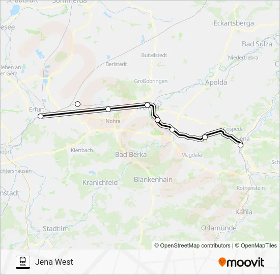 Поезд RB21: карта маршрута