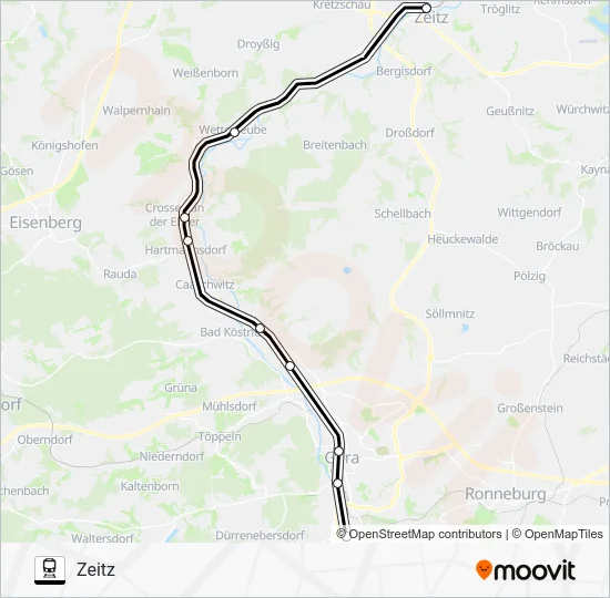 Поезд RB22: карта маршрута