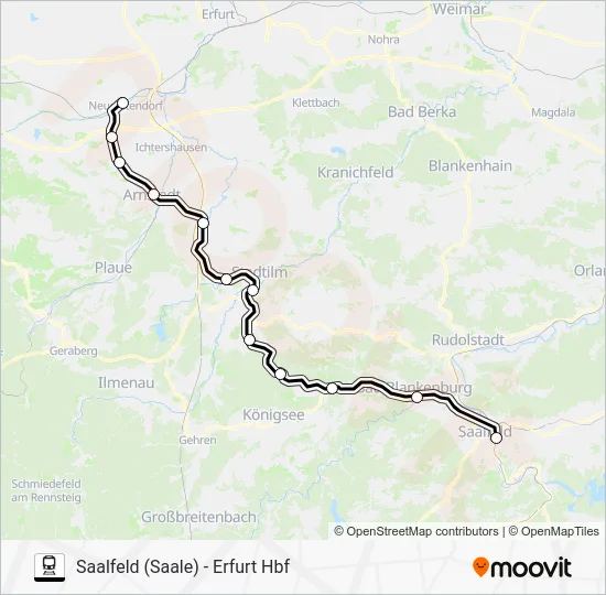 Поезд RB23: карта маршрута
