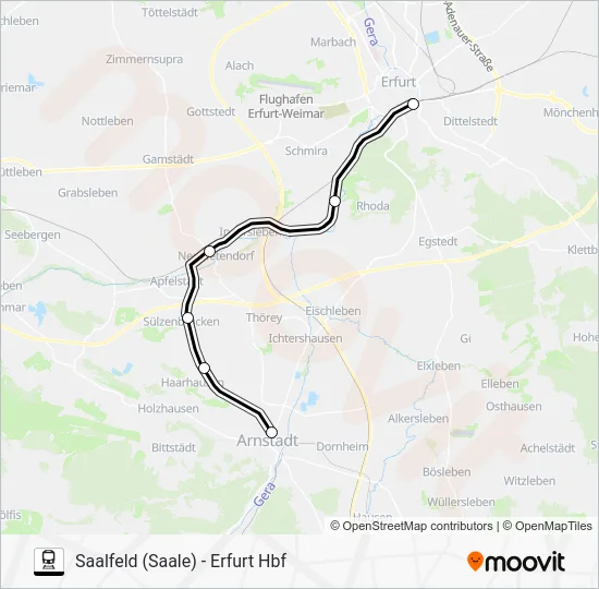 Поезд RB23: карта маршрута