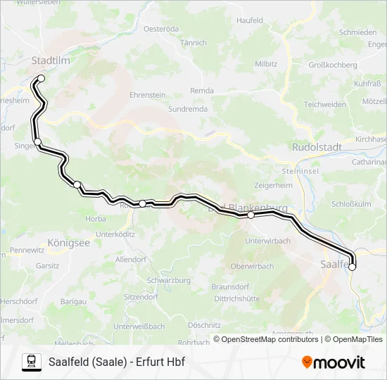 Поезд RB23: карта маршрута
