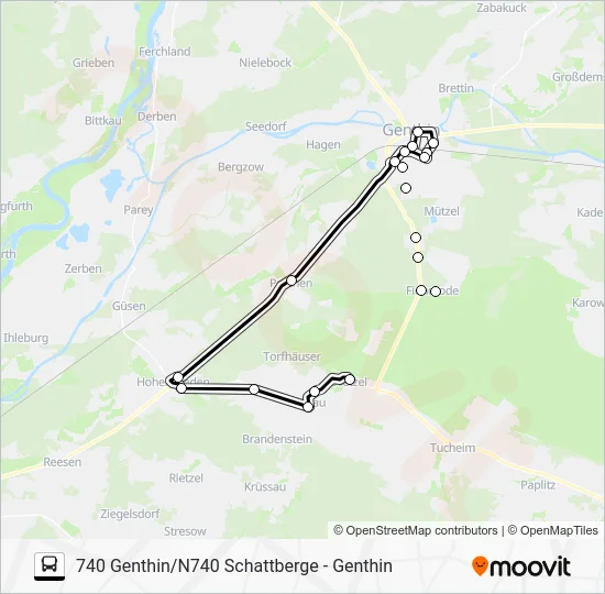 Автобус 740: карта маршрута