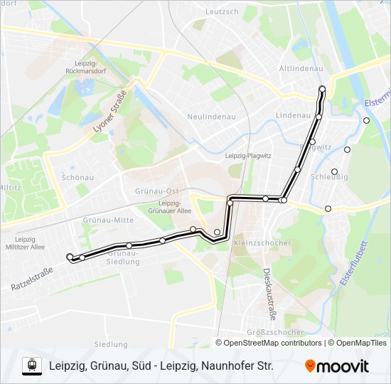 Straßenbahnlinie 2 Karte
