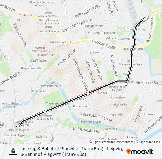 Трамвай 14: карта маршрута