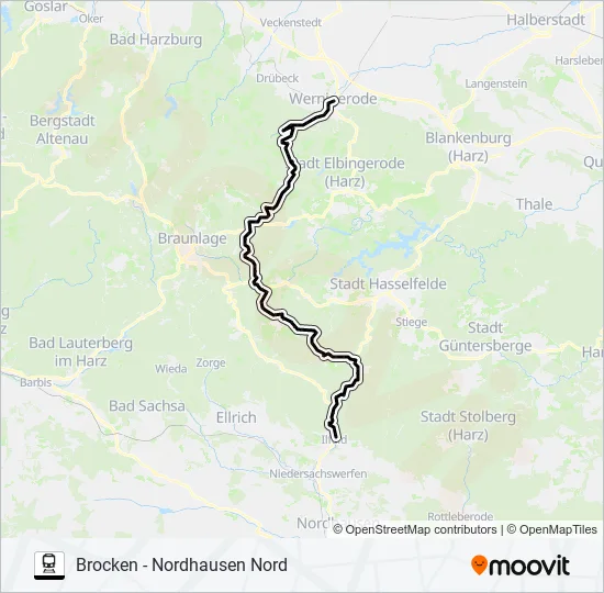Поезд HSB: карта маршрута