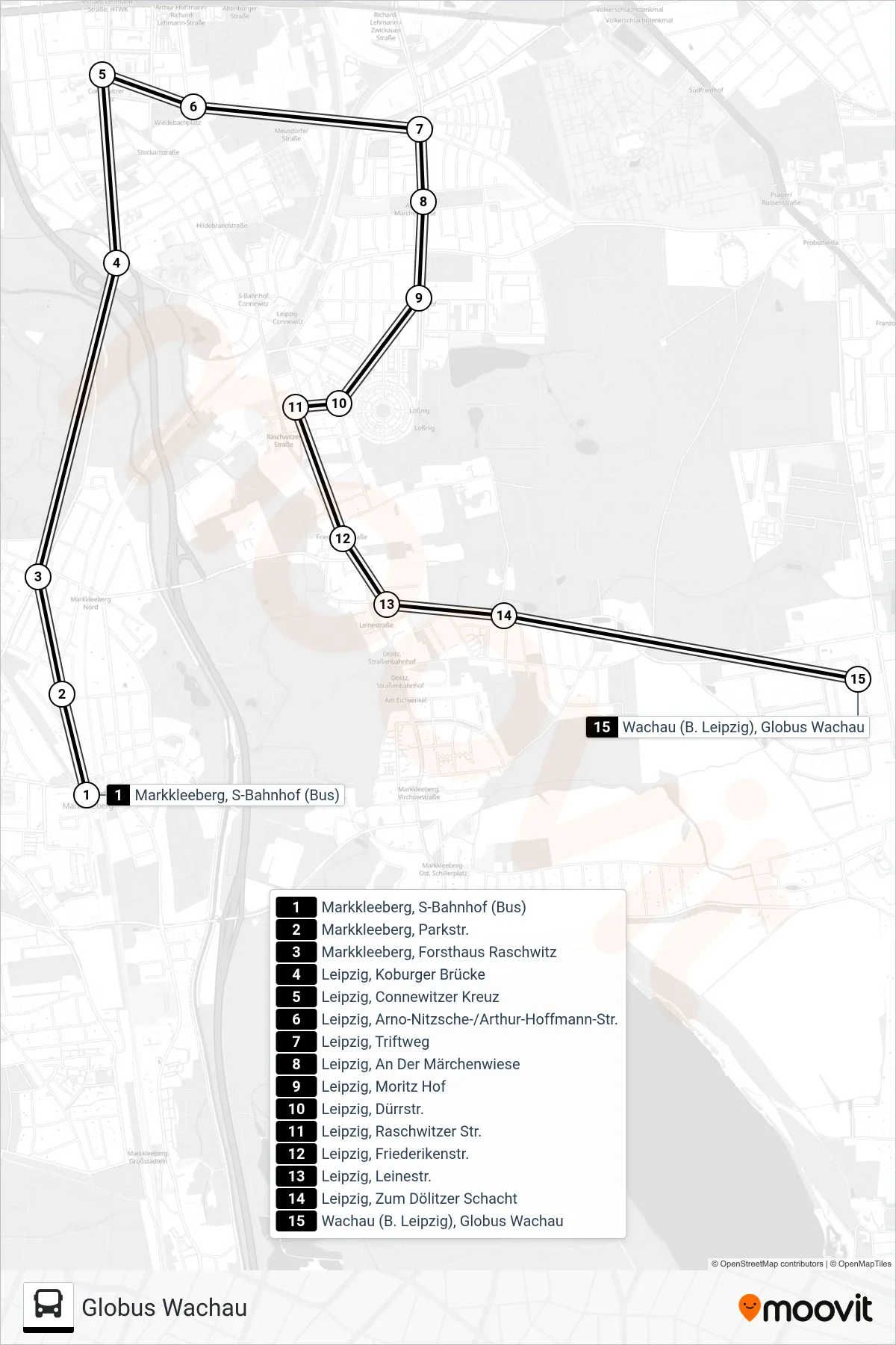 Linie E1 (Bus) Richtung Globus Wachau: Route und Haltestellen auf der Karte