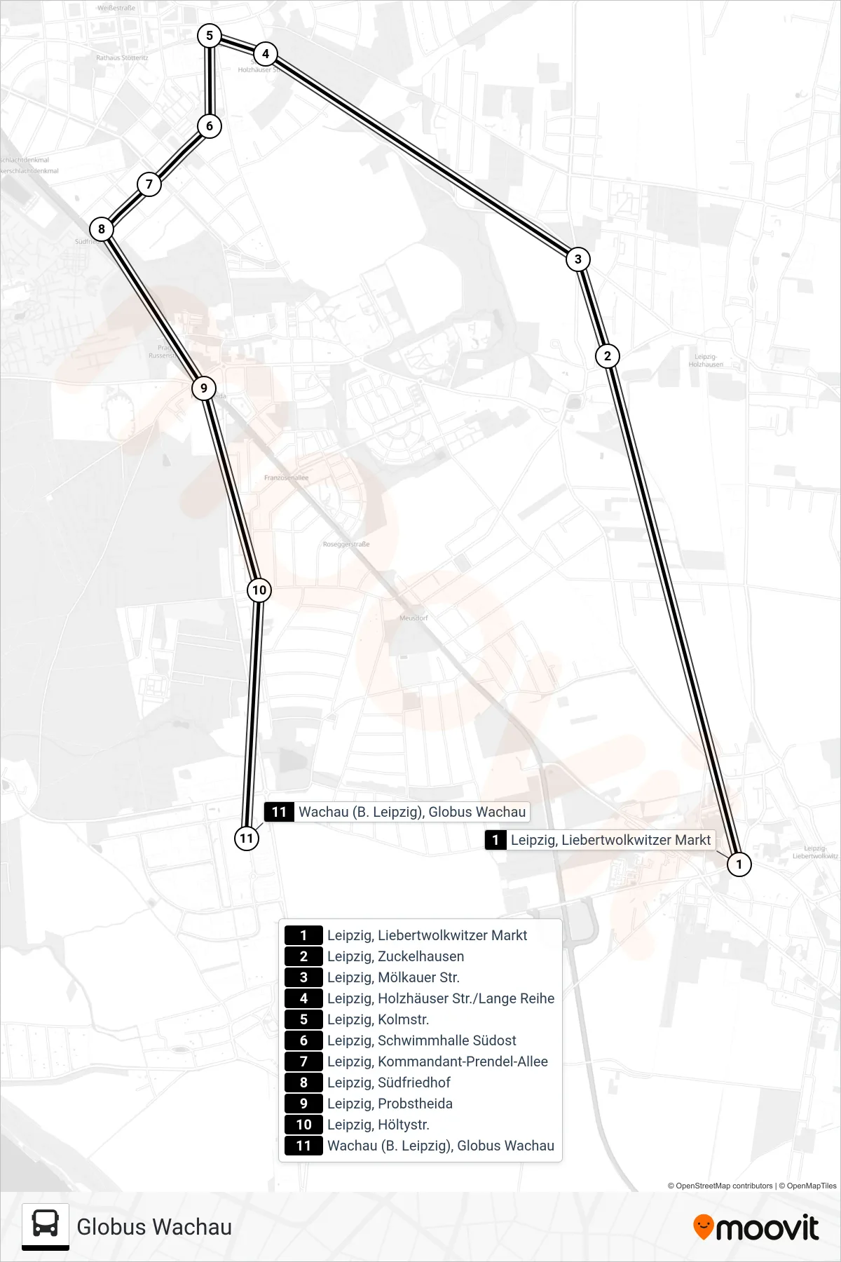 Linie E2 (Bus) Richtung Globus Wachau: Route und Haltestellen auf der Karte