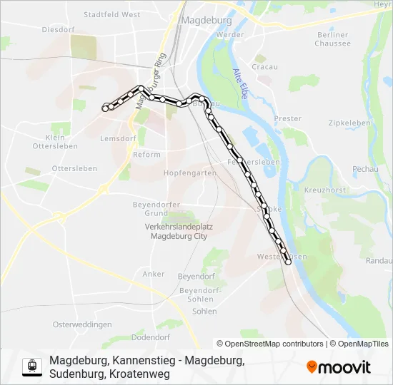 Трамвай 1: карта маршрута