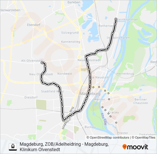 Трамвай 4: карта маршрута
