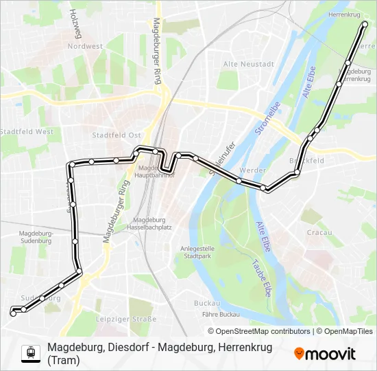 Трамвай 6: карта маршрута