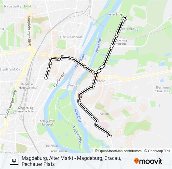 Трамвай N1: карта маршрута