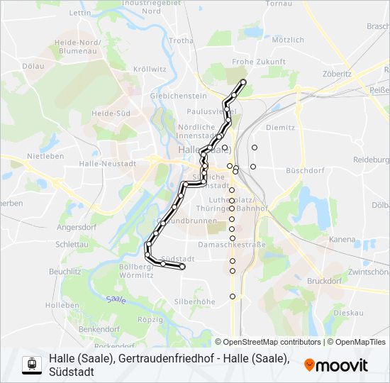 Straßenbahnlinie 1 Karte