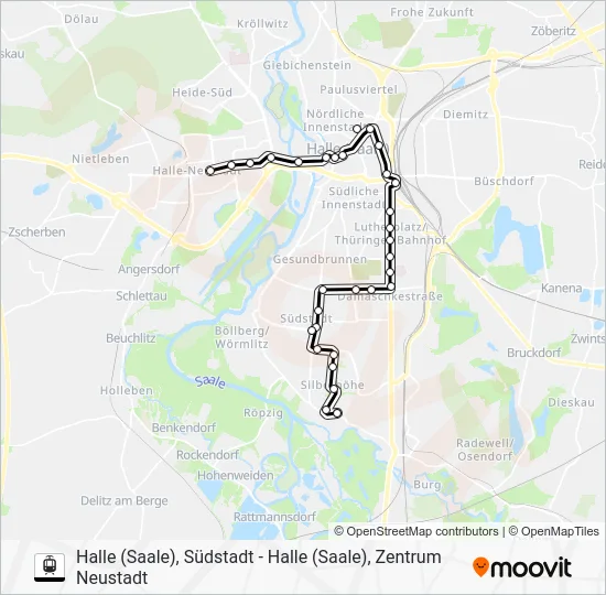 Трамвай 2: карта маршрута