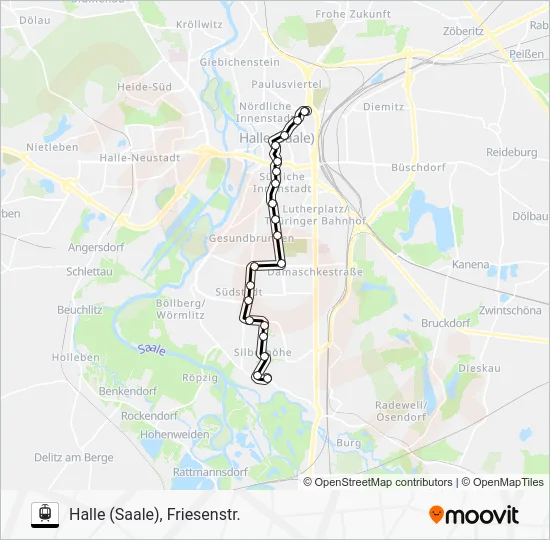 Трамвай 16: карта маршрута