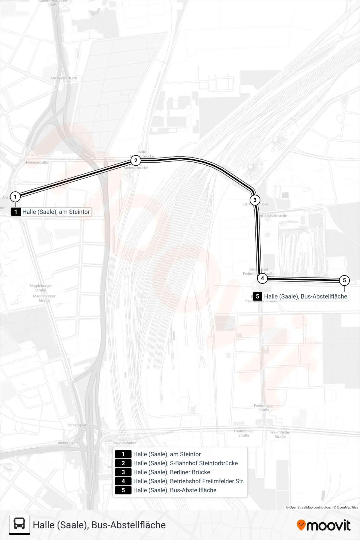 91 bus Line (Halle (Saale), Bus-Abstellfläche) route and stops on a map