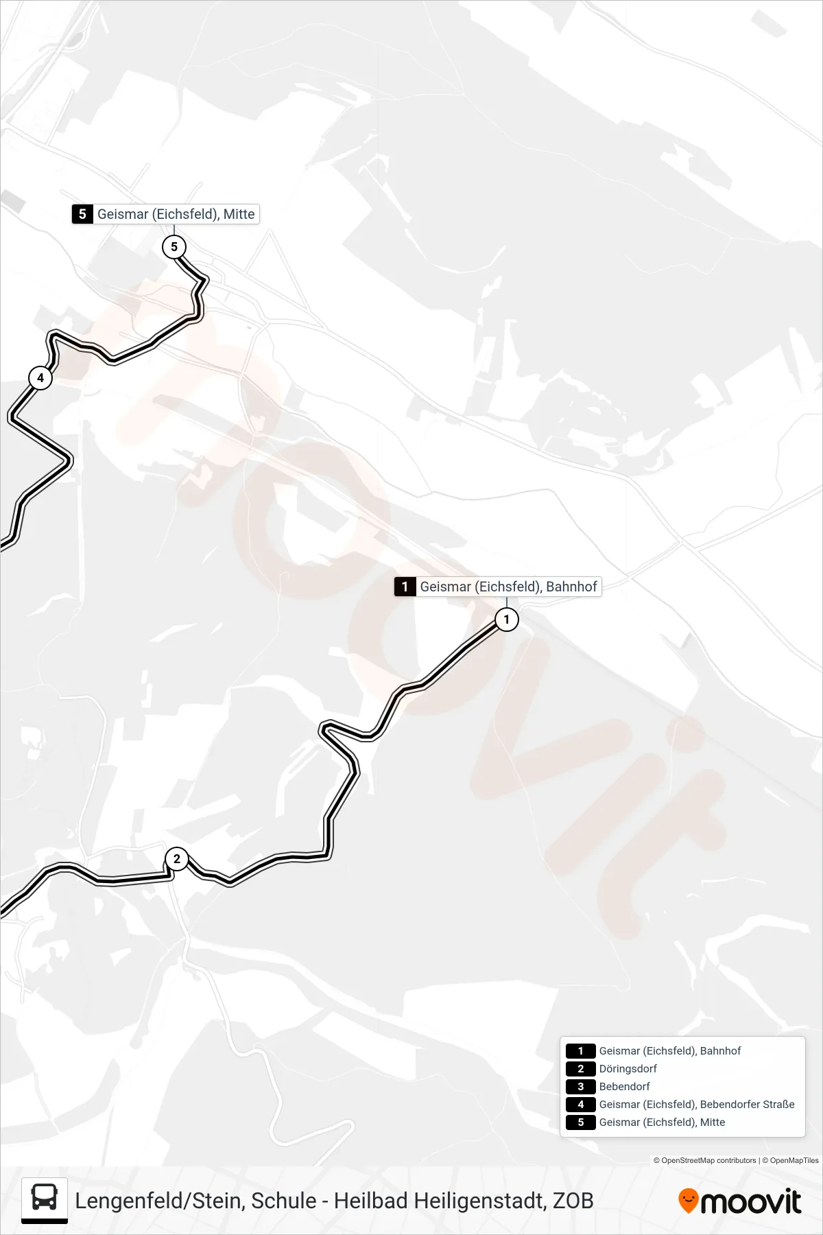 Linie 8 (Bus) Richtung Geismar (Eichsfeld), Mitte: Route und Haltestellen auf der Karte