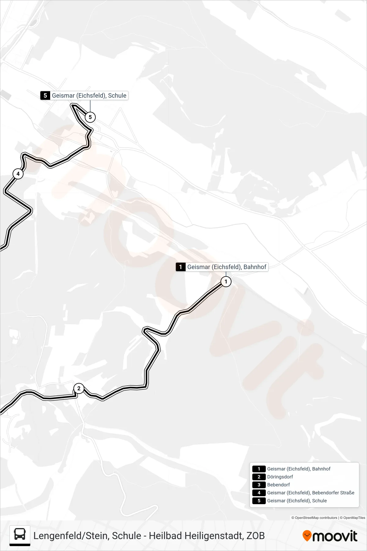 8 bus Line (Geismar (Eichsfeld), Schule) route and stops on a map