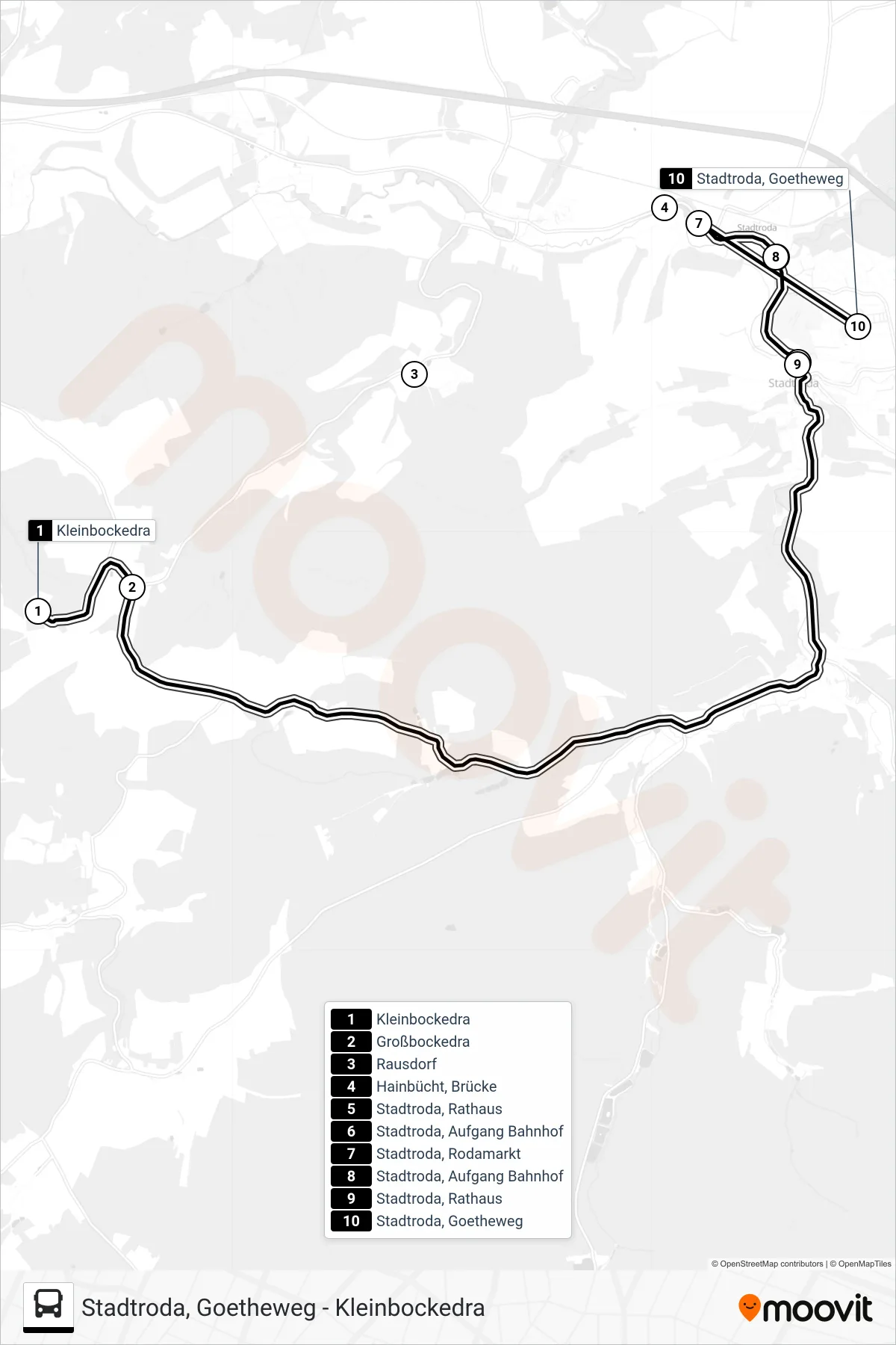 Linie 475 (Bus) Richtung Stadtroda, Goetheweg: Route und Haltestellen auf der Karte