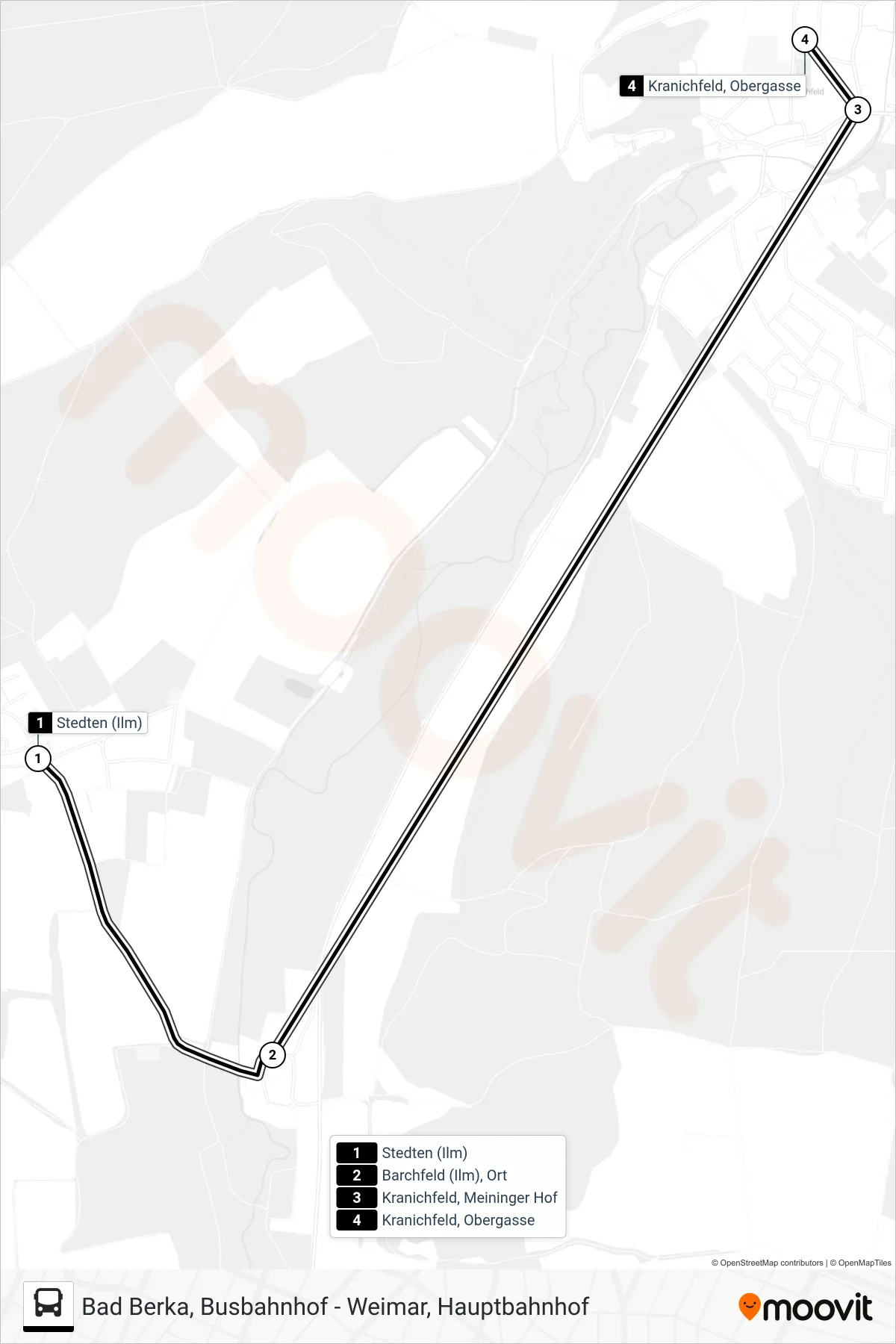 Linie 237 (Bus) Richtung Kranichfeld, Obergasse: Route und Haltestellen auf der Karte