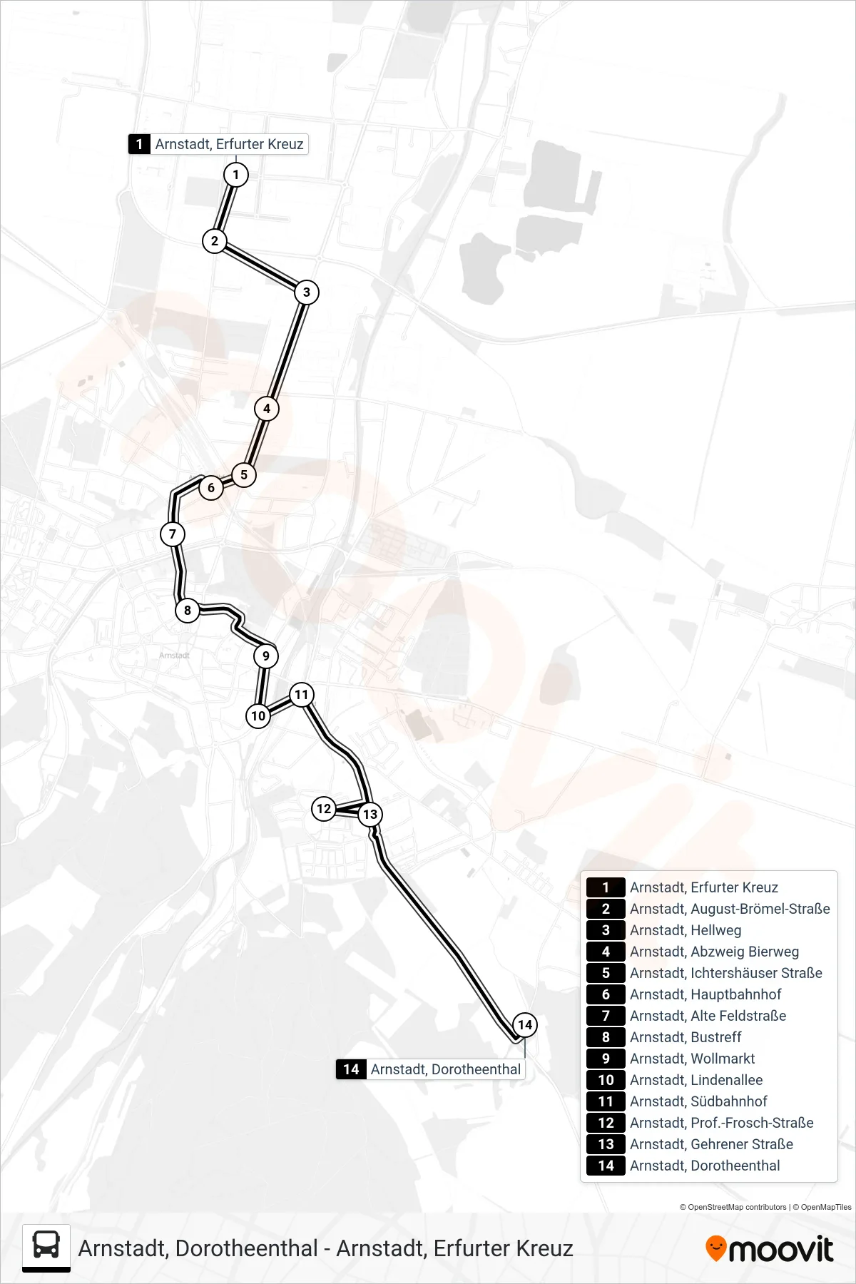 2 bus Line (Dorotheenthal) route and stops on a map