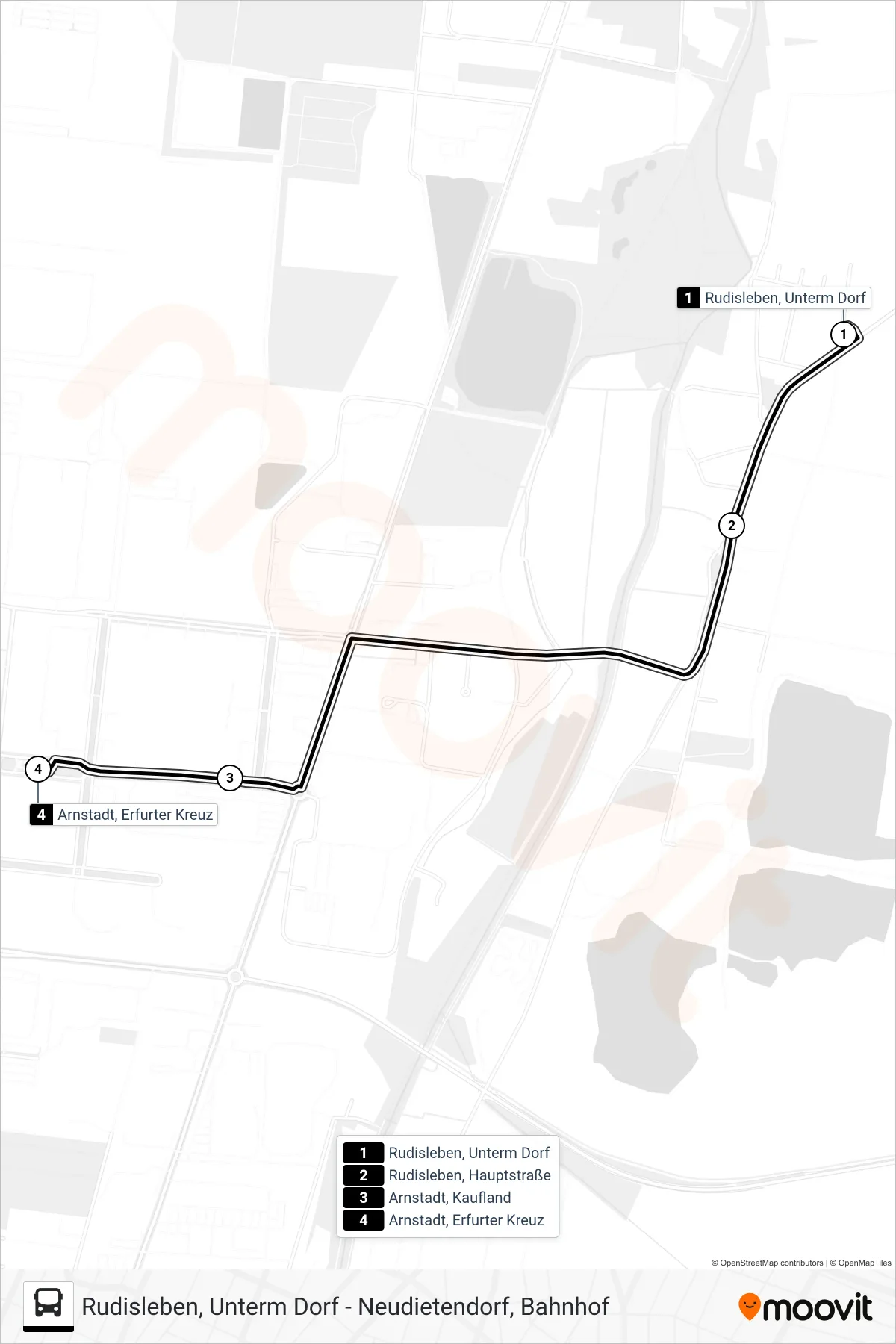 Linie 3 (Bus) Richtung Arnstadt, Erfurter Kreuz: Route und Haltestellen auf der Karte