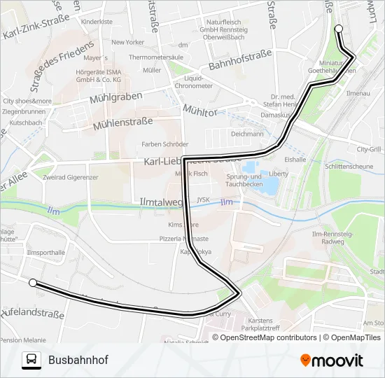 B Bus Line Map