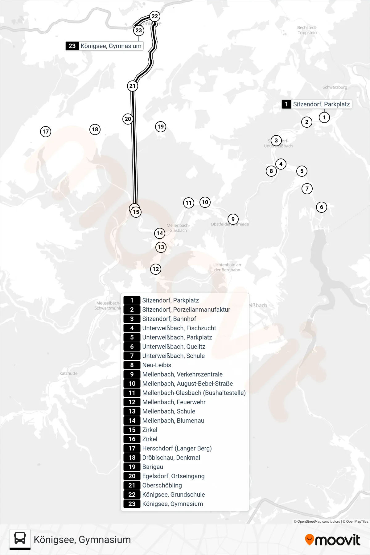 Linie 331 (Bus) Richtung Königsee, Gymnasium: Route und Haltestellen auf der Karte