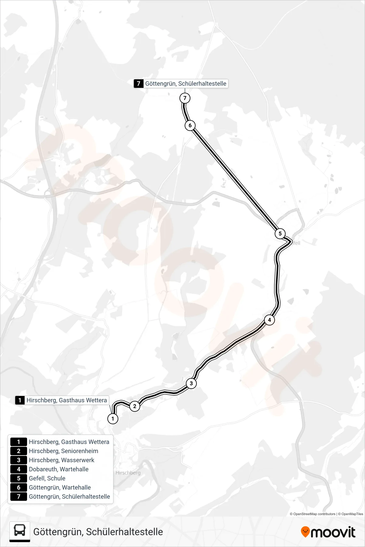 710 bus Line (Göttengrün, Schülerhaltestelle) route and stops on a map