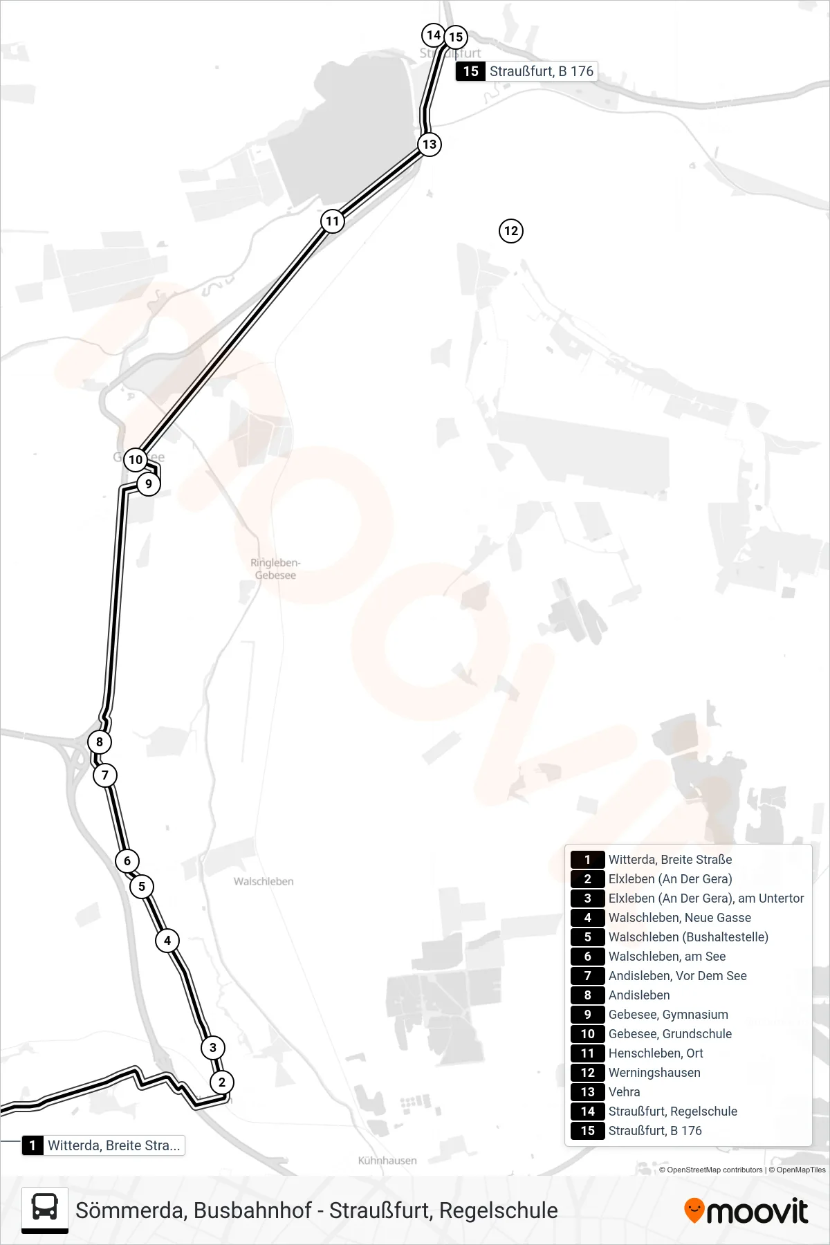 Linie 200 (Bus) Richtung Straußfurt, B 176: Route und Haltestellen auf der Karte