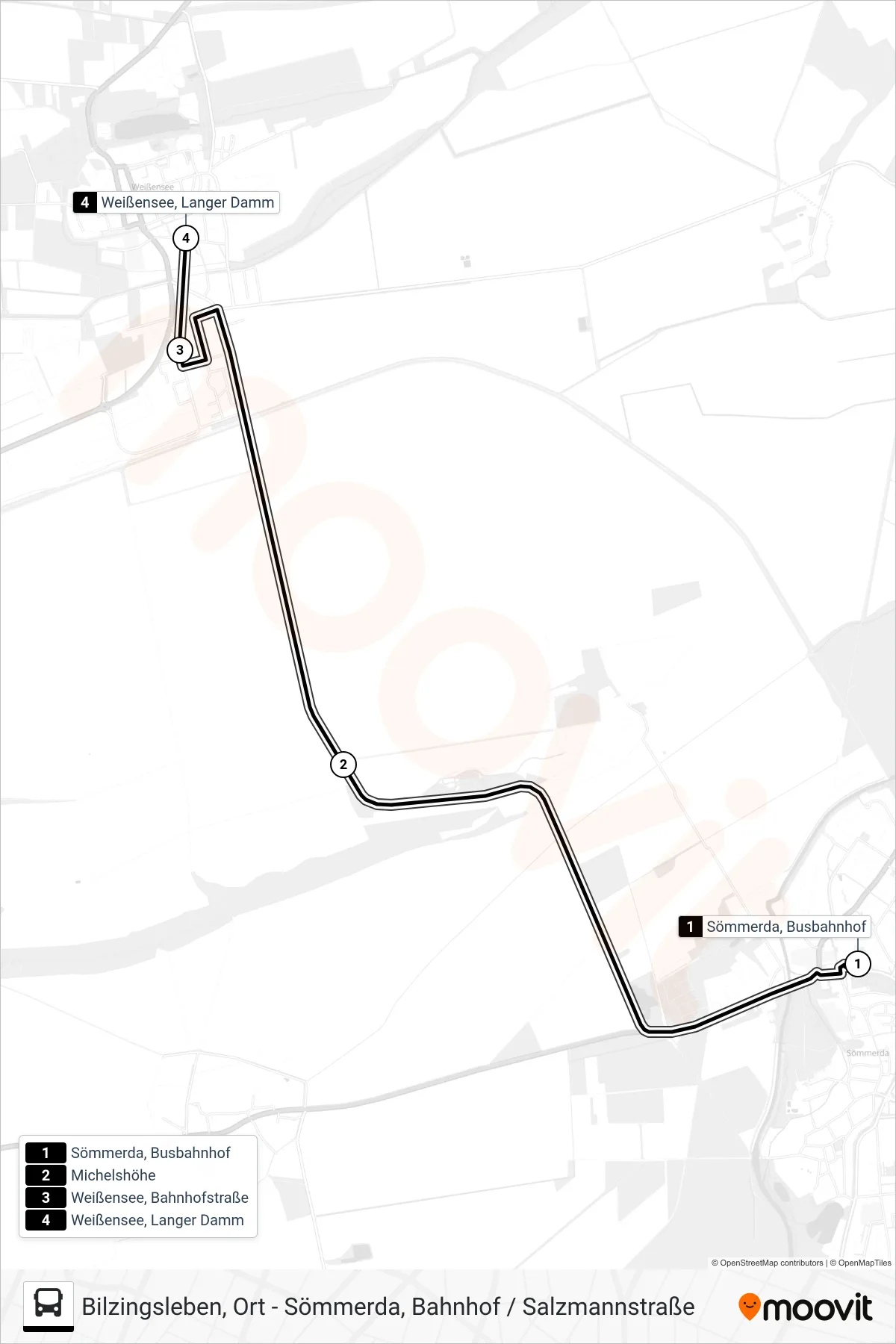 201 bus Line (Weißensee, Langer Damm) route and stops on a map