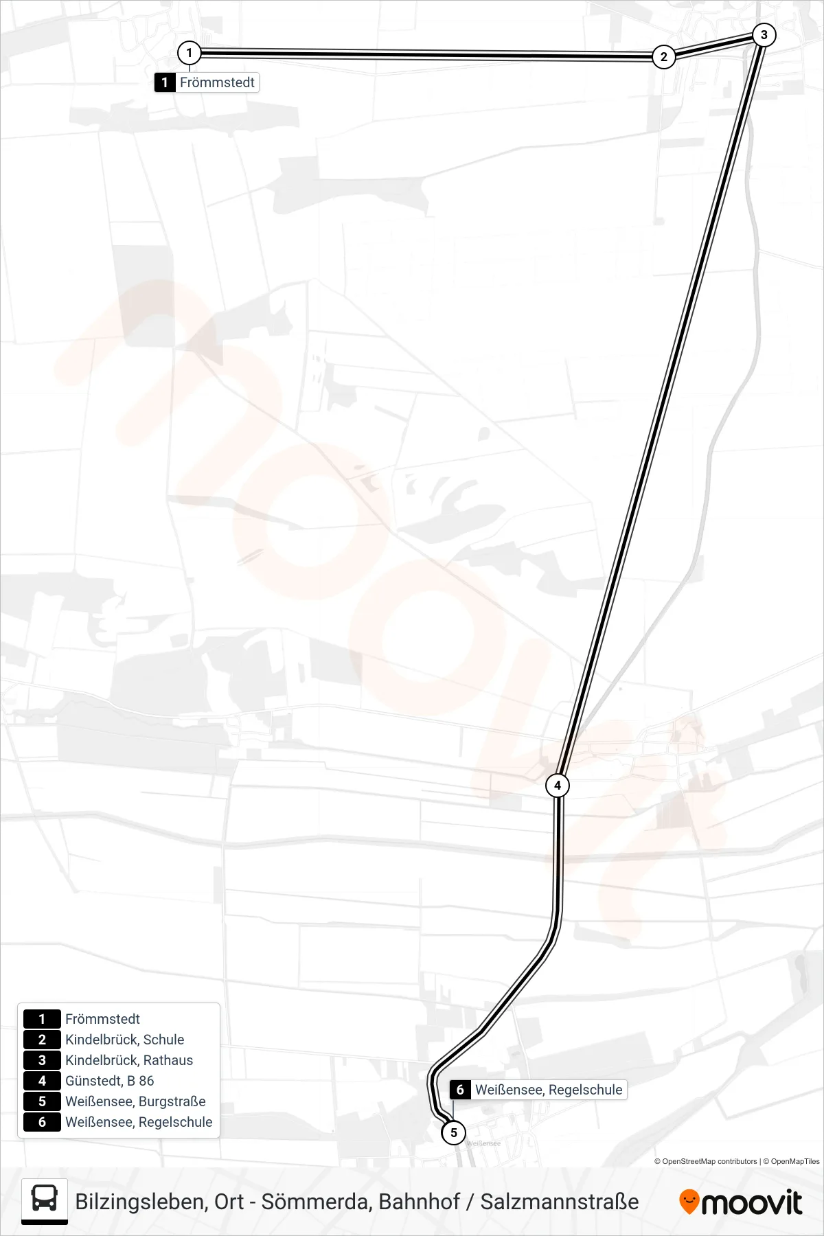 201 bus Line (Weißensee, Regelschule) route and stops on a map